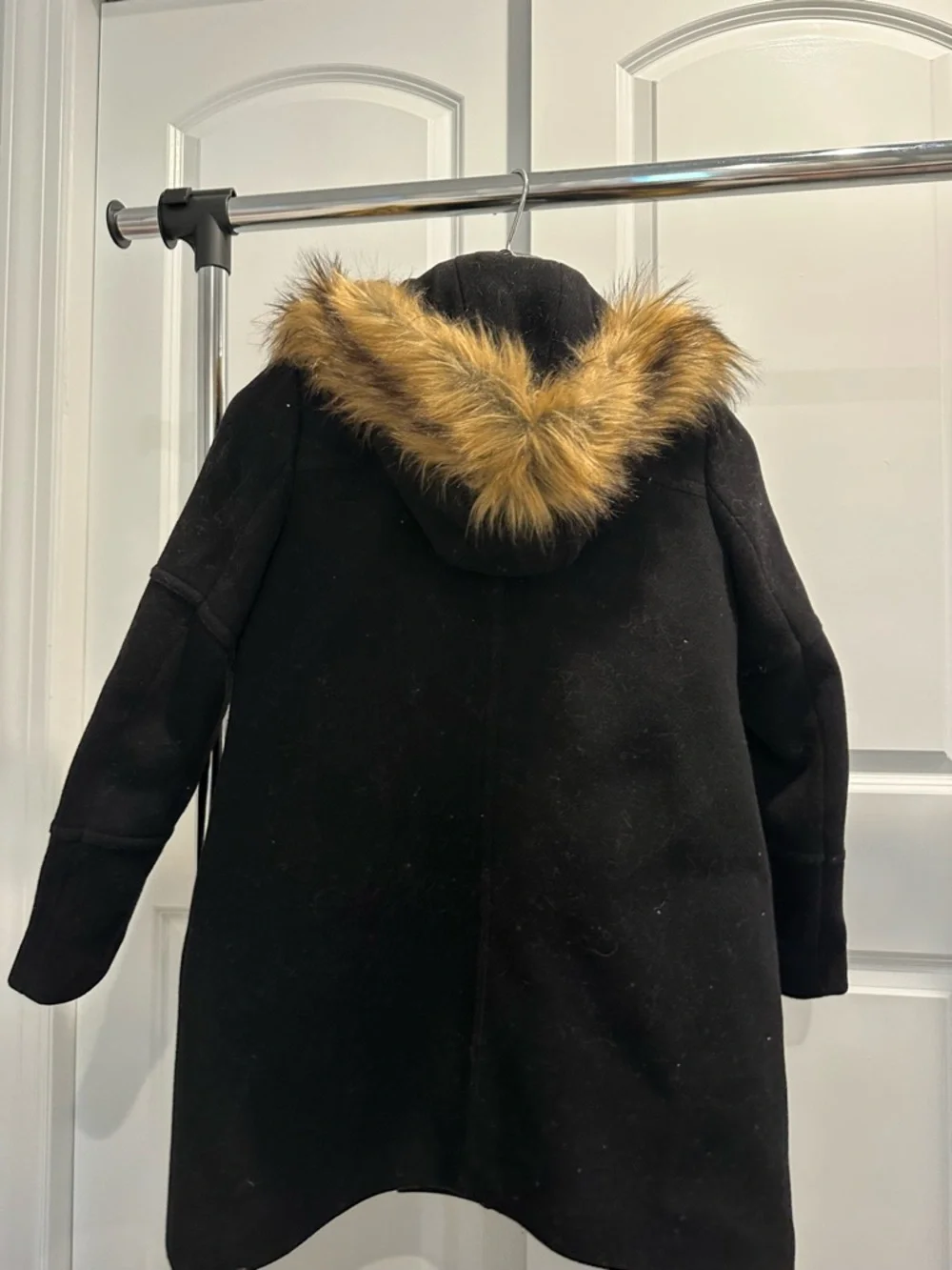 J. Crew Black Kids Pea Coat with Faux Fur Trim - Picture 3 of 3